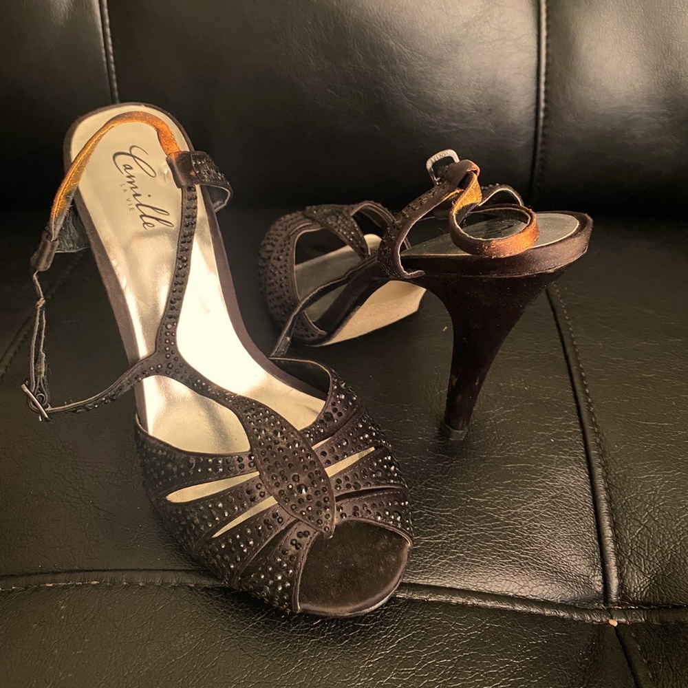 Camille La Vie Black Sequined Heels